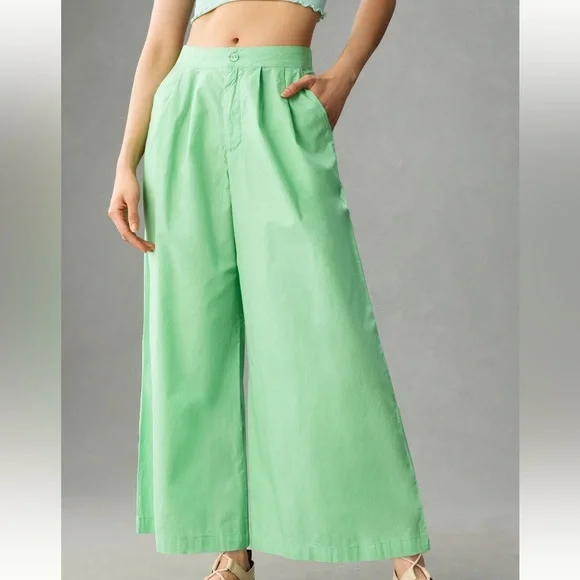 Anthropologie Mint Green Wide-Leg Pants - Picture 2 of 6
